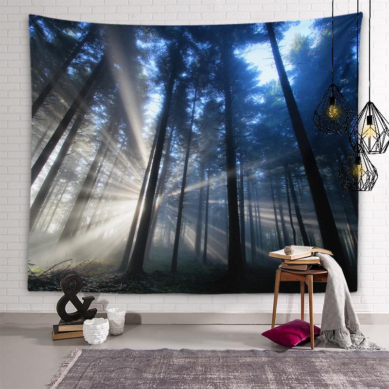 Приморский закат, пейзаж с закатом, гобелен, солнечный лес, украшение стены, гобелен для гостиной, эстетика комнаты, украшение для дома