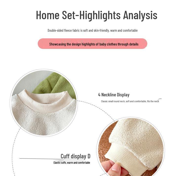 Детский велюровый пижамный комплект в корейском стиле для осени/зимы - Теплый, двусторонний для мальчиков и девочек