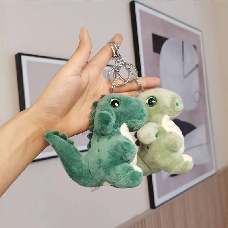 Cute Cartoon Dinosaur Plush Keychain Lovable Green Dino Stuffed Animal