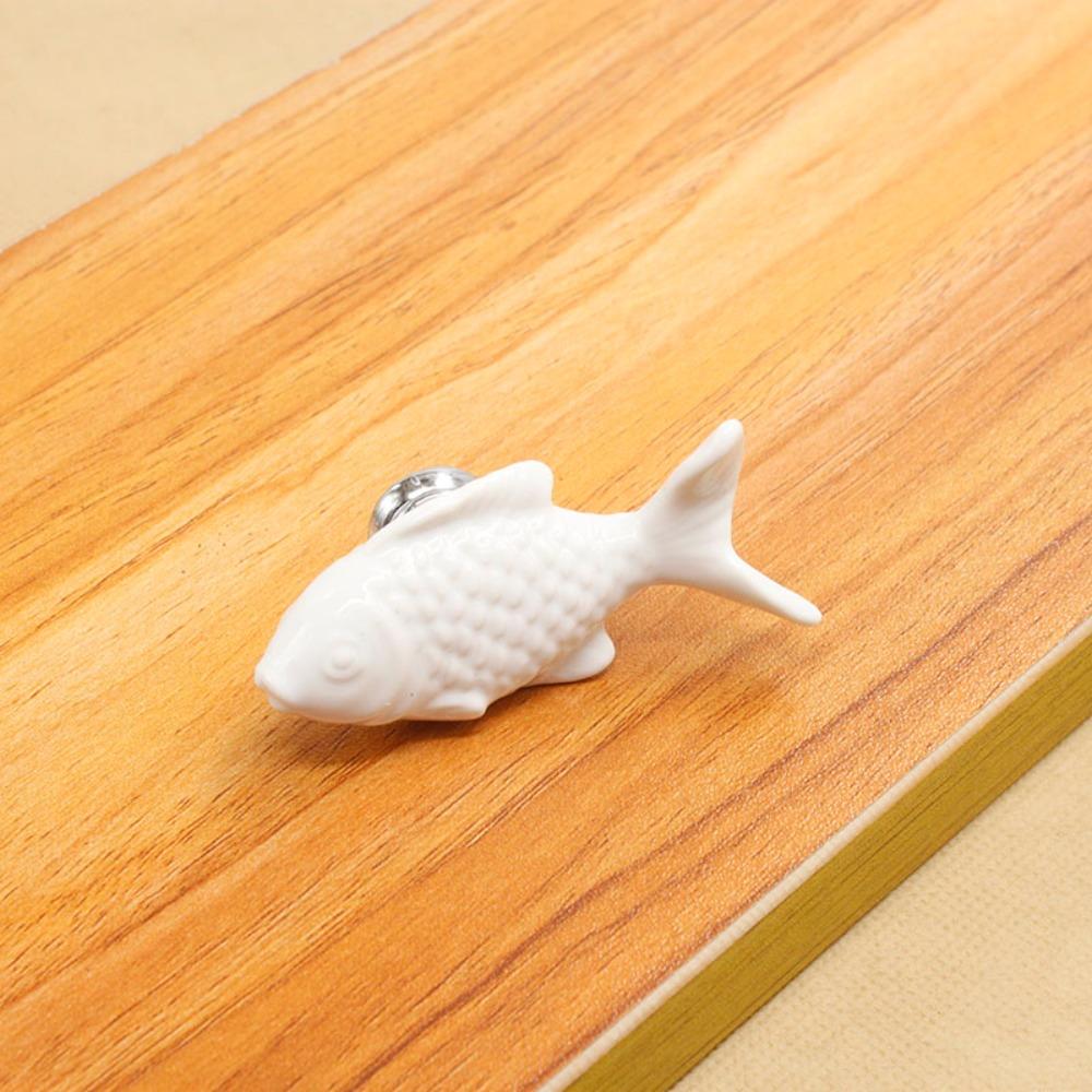 Fish Shape Drawer Knob Ceramic Door Handles 63mm Cabinet Handle Kitchen