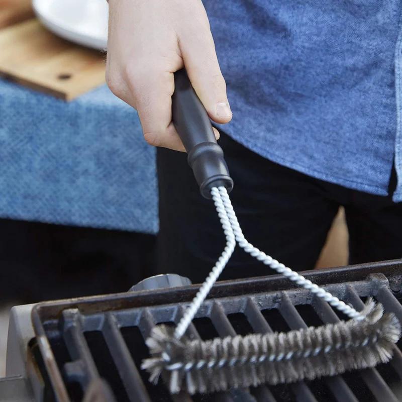 Barbecue Grill Cleaning Brush Stainless Steel Wire Bristles Grill Cleaner Metal BBQ Brush with Handle Kitchen Grill Accessories