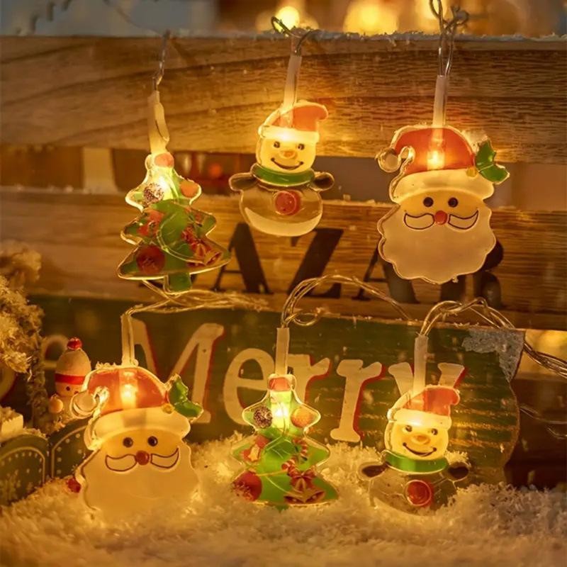 Santa Claus Snowman Christmas Tree LED Lights Christmas Decoration Hanging Ornaments Colorful Light Strings Christmas Decorative Ambient Light Strings