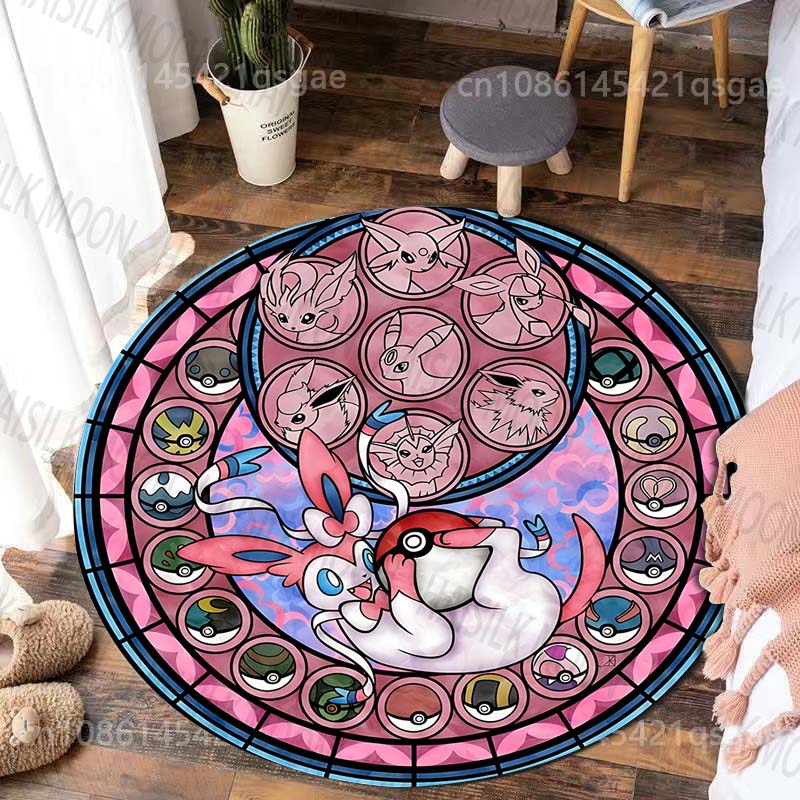 17 Styles Classic Pokemon Sylveon Print Round Carpet Bedroom Living Room Mat Sofa Children's Room Decor Rug Gift Free Shipping
