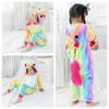 Rainbow Unicorn Kigurumi Pajamas for Kids Unisex Animal Flannel Cosplay Sleepwear with Shoes Boy