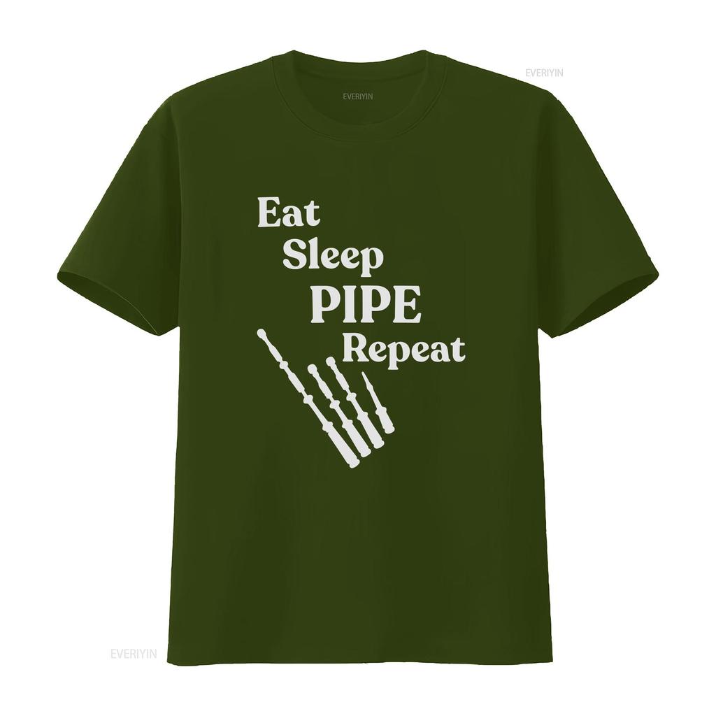 Eat Sleep Pipe Repeat Bagpipes T Shirt vintage Washed homme Top For Everyday Wear Slightly Soft streetwear graphic Casual