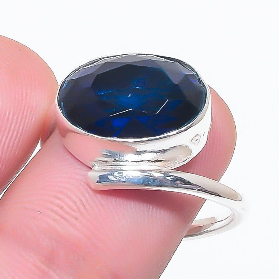 Natural London Blue Topaz Gemstone 925 Sterling Silver Jewelry Ring Size 7 Z2y95