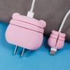 2Pcs/Set Pig Head Protective Sleeve for Apple iPhone 18/20W Charger Cover + Data Cable Saver Silicone Case