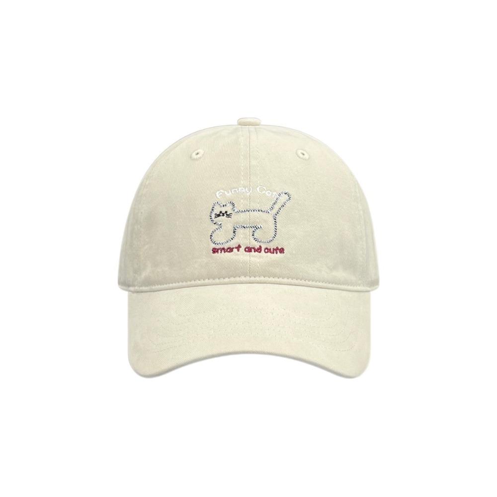 Adjustable Sunscreen Baseball Cap Breathable Cotton Peaked Hat Cat Embroidered Cap Unisex