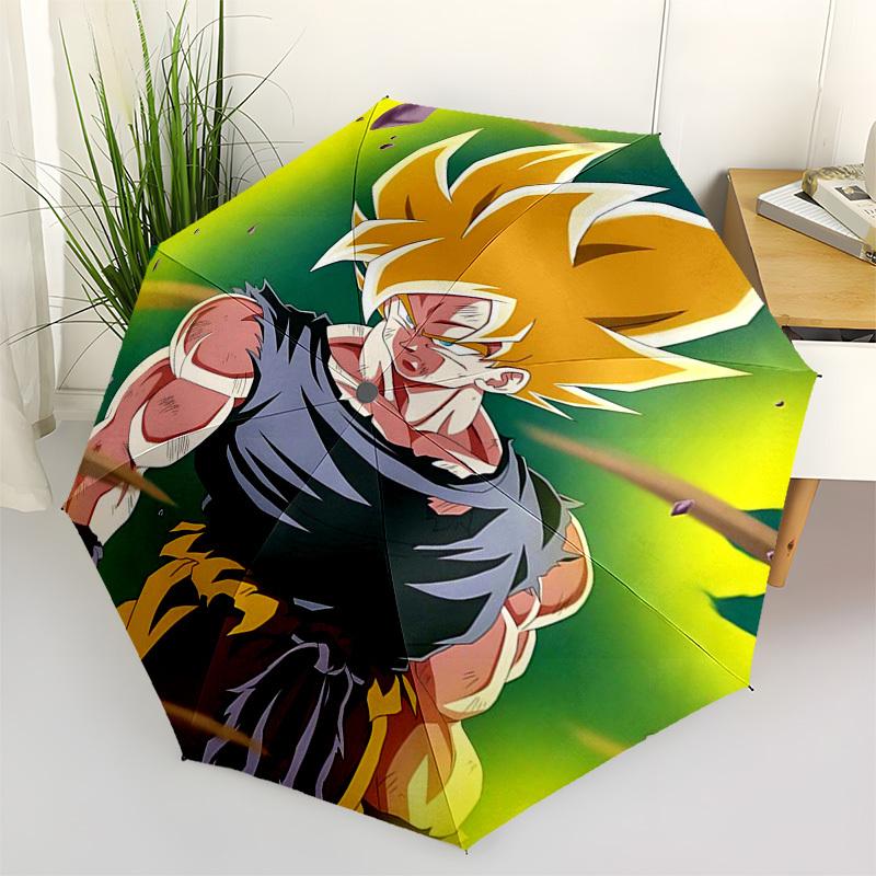 1pc Dragon Ball Z Goku Automatic Opening/Closing Outdoor Umbrella - Portable 3-Fold Design with Iron Frame - Outdoor for Fans, Travelers, Daily U