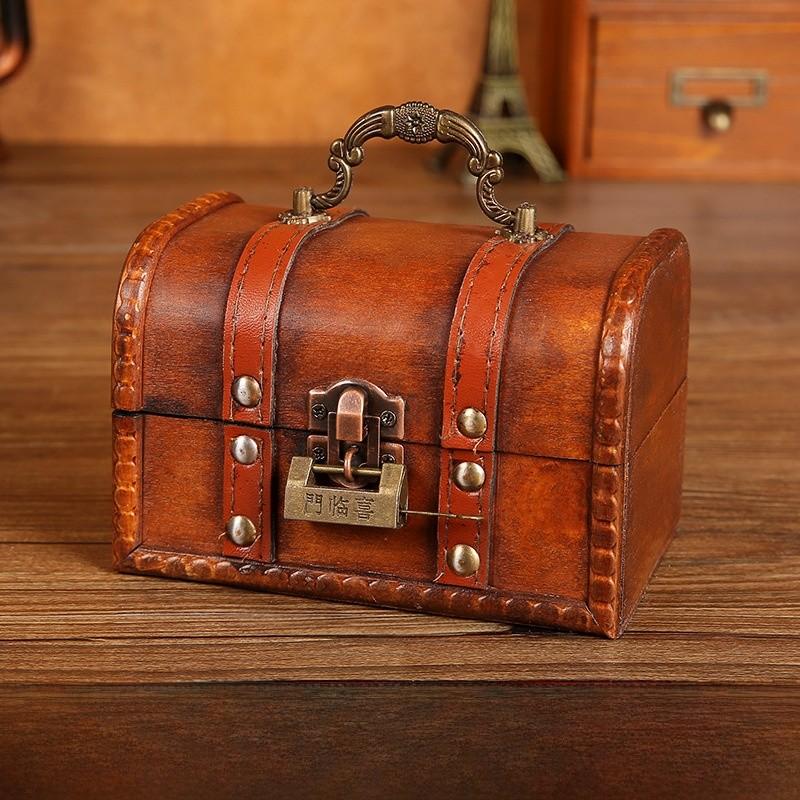 Storage Wooden Desktop Box With Lock For Dustproof Decoration In Bedroom Office