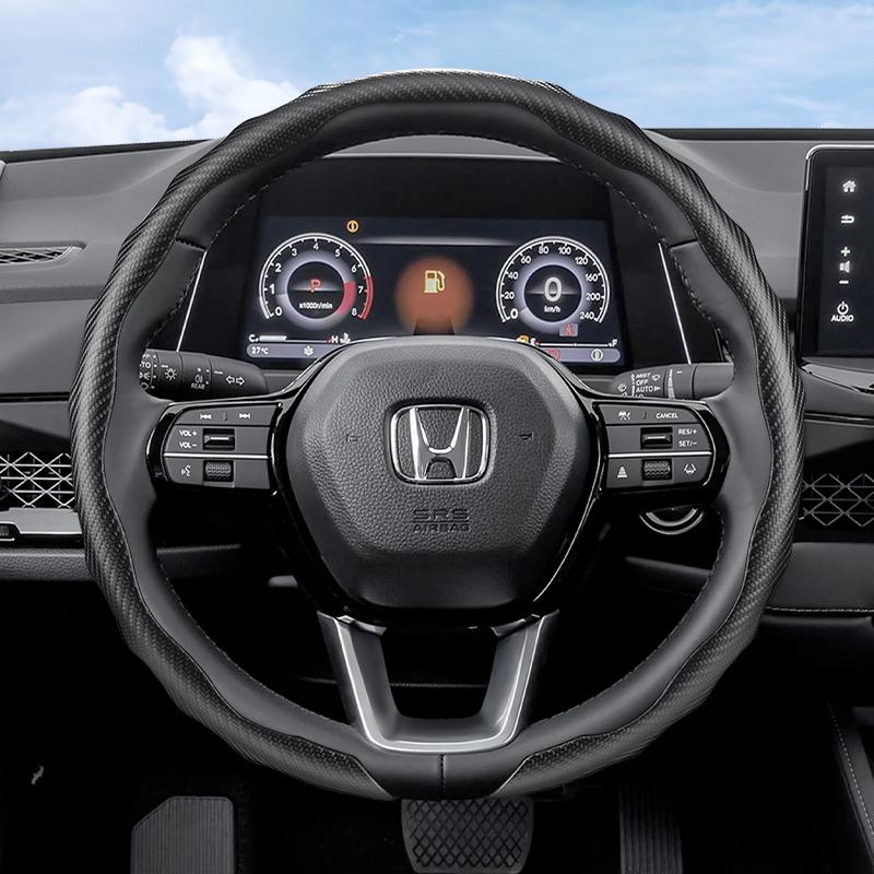 Suitable for Honda Carbon Fiber Texture Steering Wheel Cover Snap-On Wave-Shaped QW27 Sports Design Protective Shell Crv Civic Accord City Passport