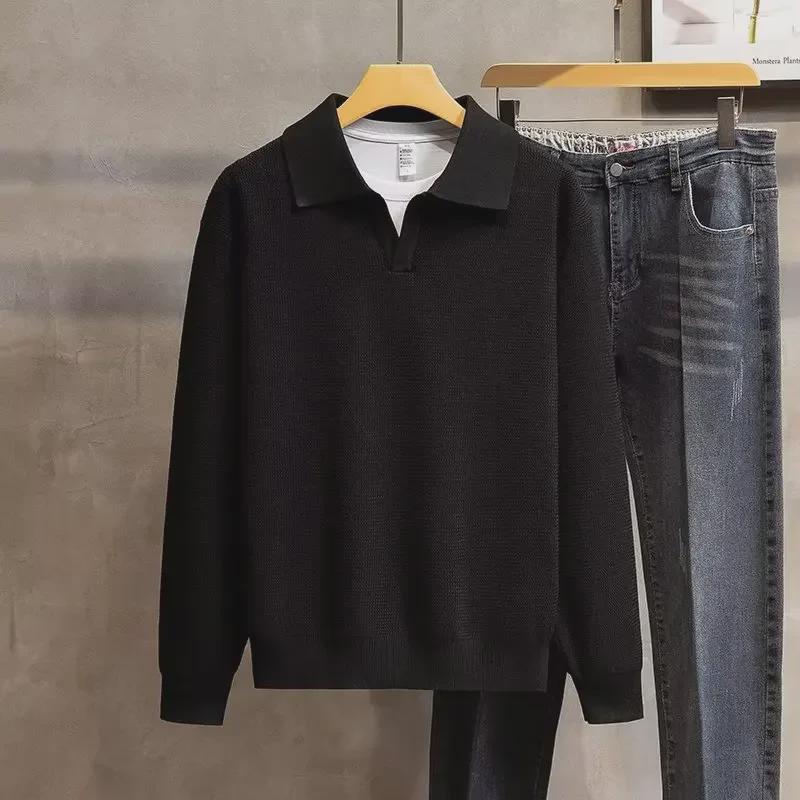 Men's 2022 Autumn/Winter Lapel Polo Pullover Sweater - High-End Trendy Long Sleeve