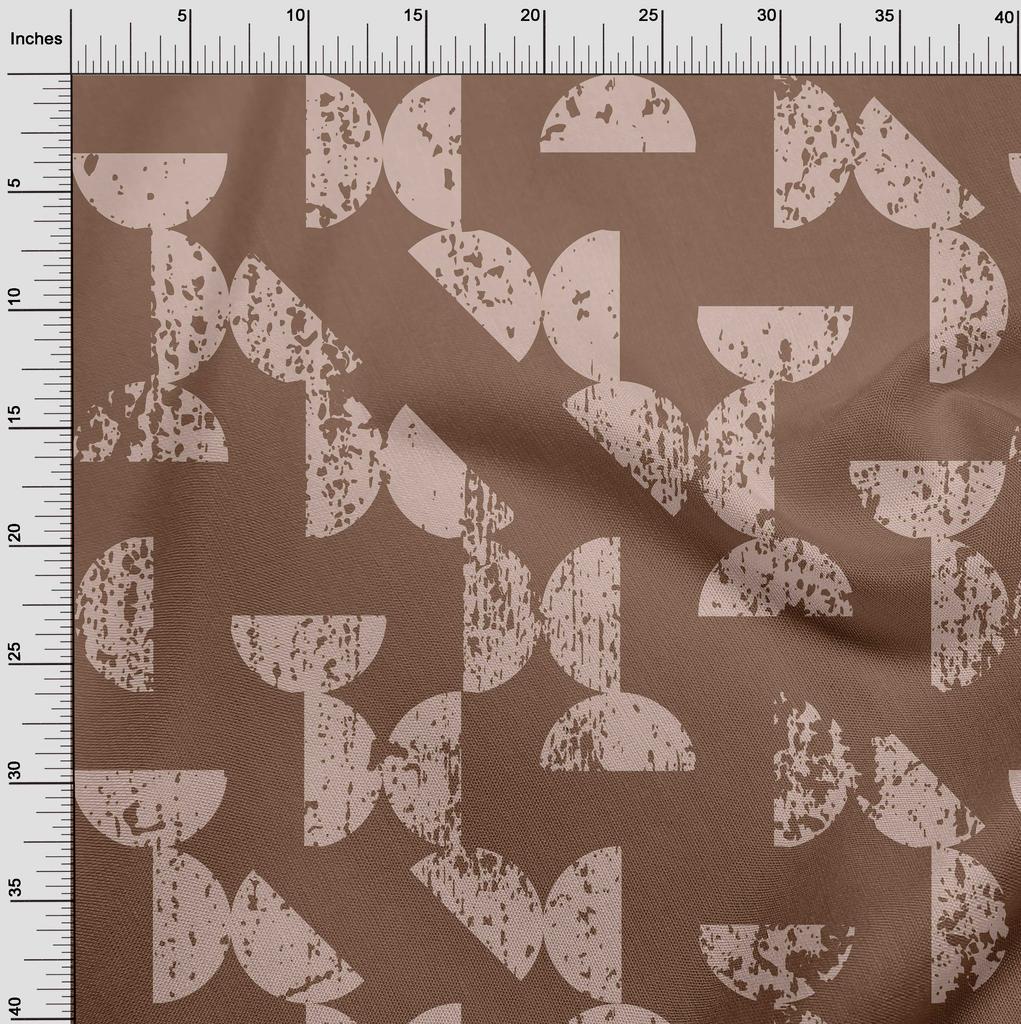 oneOone Cotton Flex Brown Fabric Geometric Half Circle Dress Material Fabric Print Fabric By The Yard 40 Inch