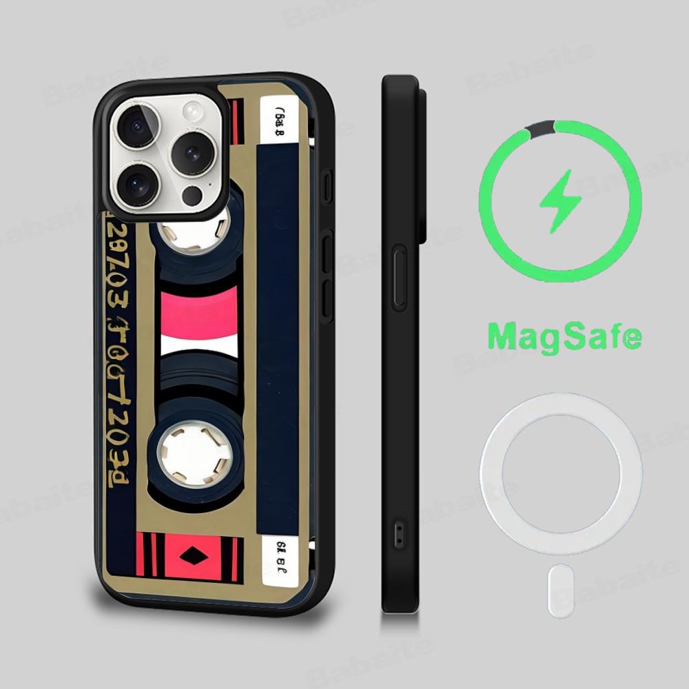Vintage Cassette Tape Phone Case Magnetic Case For IPhone 16 14 13 12 11 15 Pro Max Plus For Magsafe Wireless Charge Cover