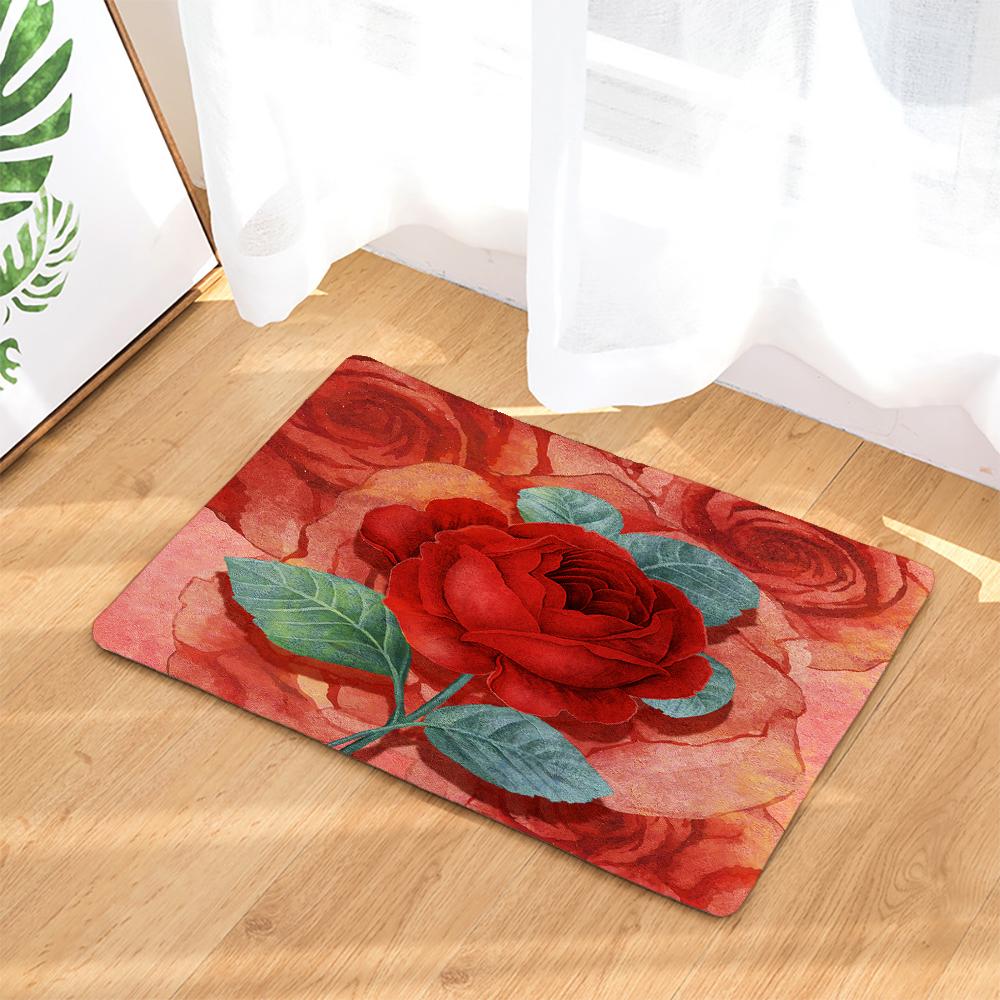 Набор шторки для душа с принтом бабочек, красных роз и цветов, противоскользящие коврики, крышка для унитаза, коврик для ванной, шторы для ванной комнаты, украшение