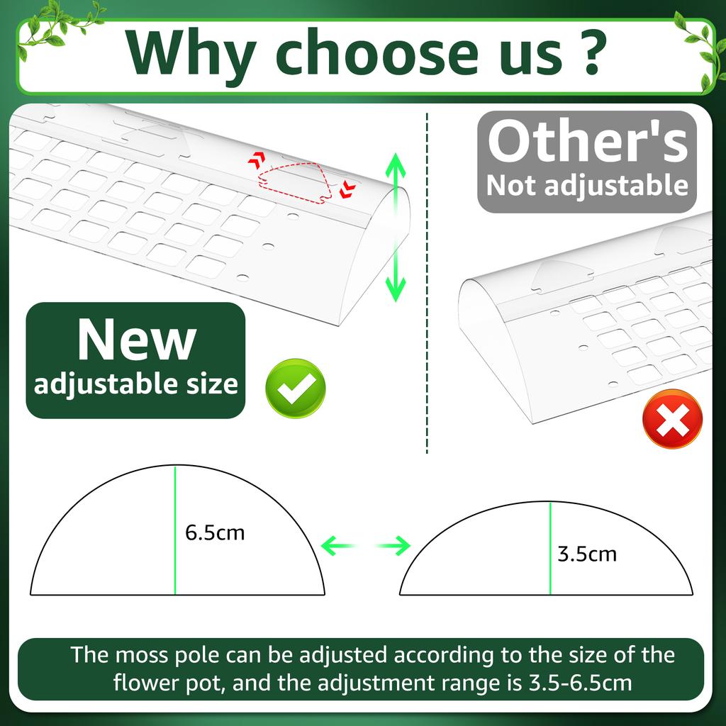 2/4/6Pcs New Plant Climbing Moss Poles Plastic Adjustable Height Plants Growing Support Stand Indoor Plant Stake Growing Pole