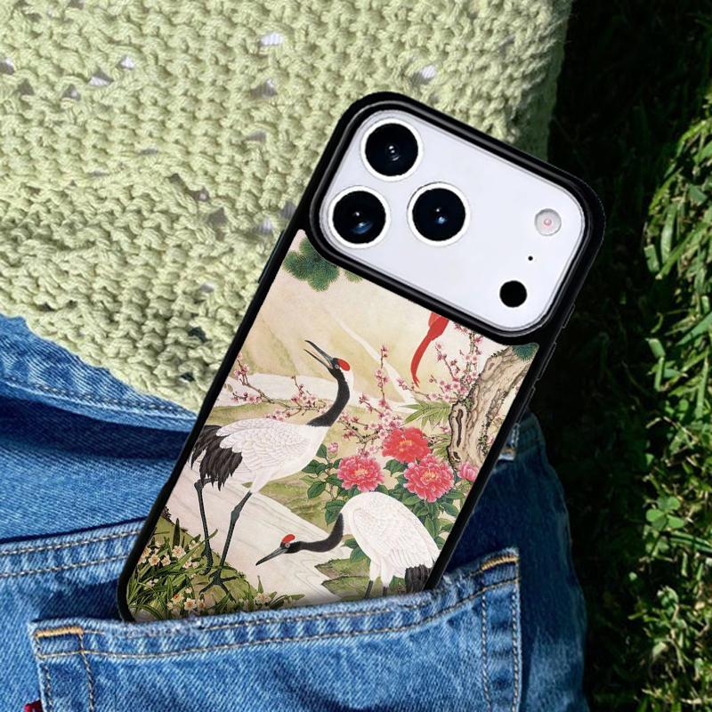 Мягкий чехол для телефона с изображением Красноголового журавля для iPhone 17 AIR 16 Pro Max 15 14 Pro 11 12 13 Ударопрочный силиконовый чехол