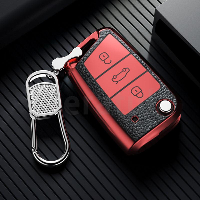 Чехол для ключа автомобиля для Vw Golf 7 Gti Polo T-Cross T-Roc Touran Tiguan Skoda Octavia Rapid Kodiaq Fabia Seat Ibiza Leon Ateca Arona