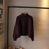 Stand-up collar double zipper knitted cardigan women's 2024 autumn and winter new loose versatile solid color premium sweater jacket
