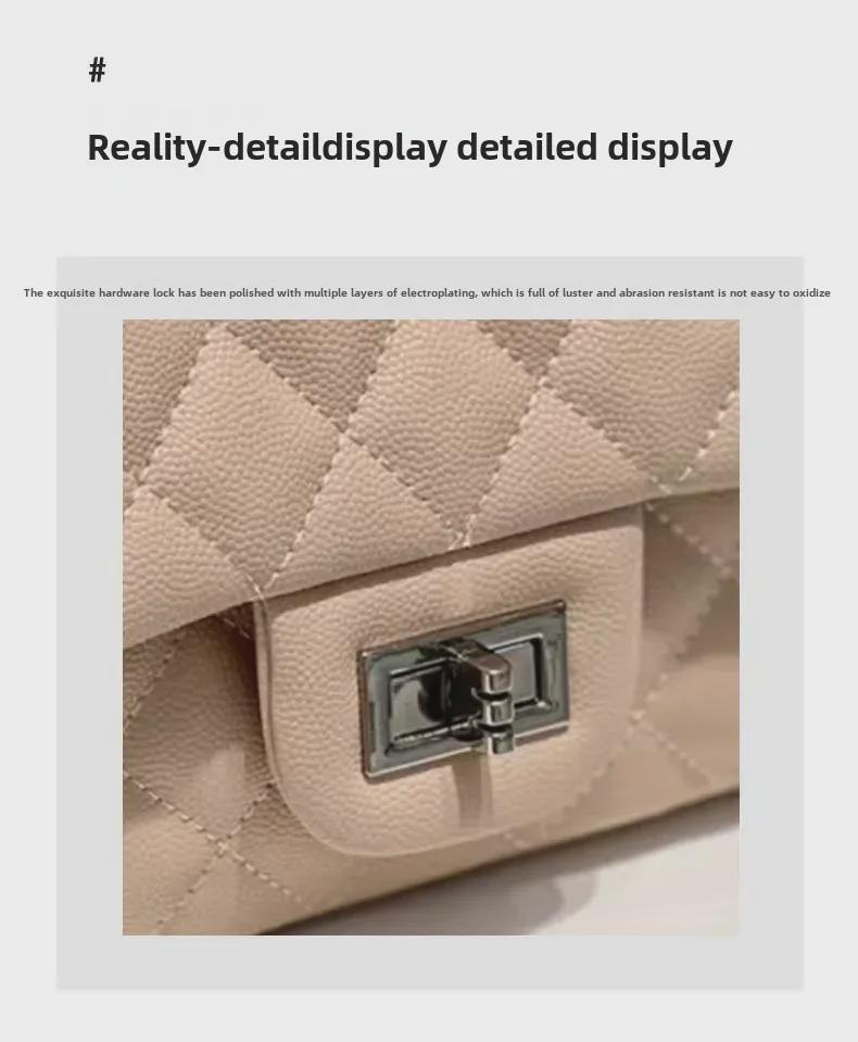 Diamond Flap Genuine Leather Women's Chain Shoulder Bag - Trendy High-Grade Small Square Crossbody for Autumn/Winter