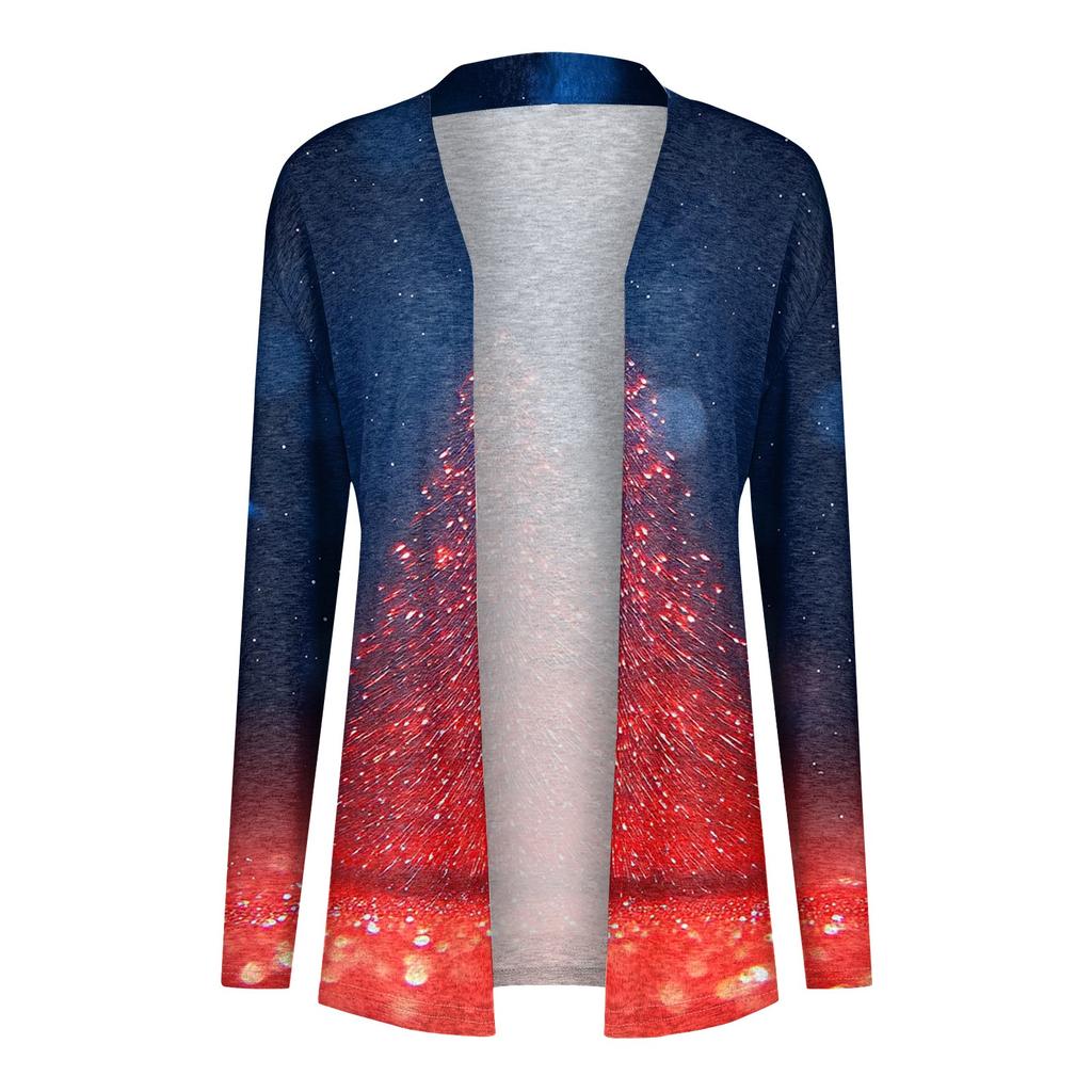 Женская модная повседневная куртка-кардиган средней длины с принтом, пальто