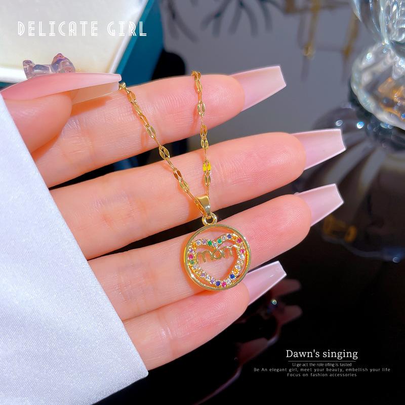 316L Stainless Steel Fashion Heart Pendant Necklace For Women Lovers Clavicle Chain Chocker Female Cute Zircon Charm Jewlery Gifts