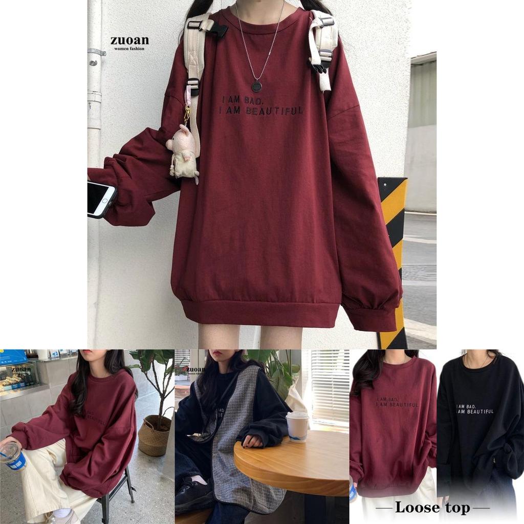 Letter Round Cotton Neck Pullover Sweatshirt Plus Size Womens Thin Jacket