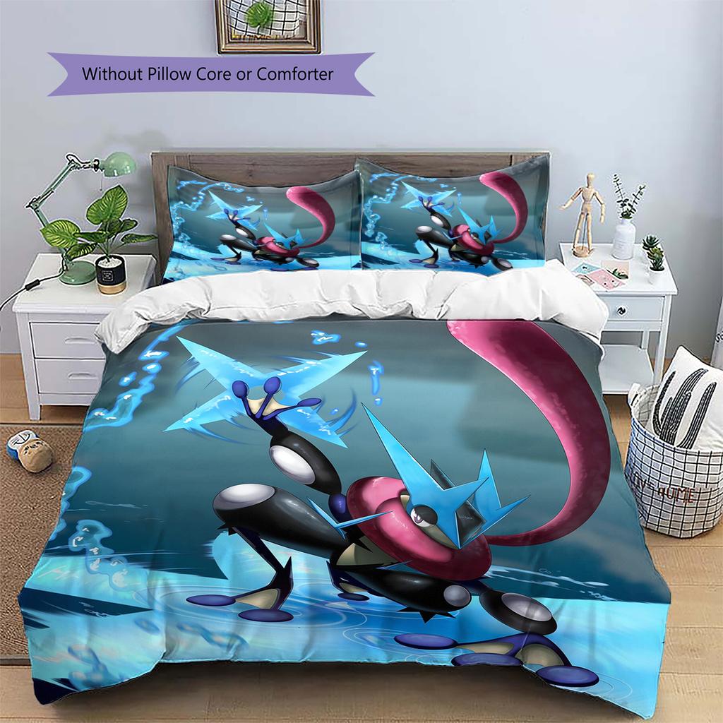 Greninja Battle Pokemon Bedding Set, Cool Duvet Cover Pillowcase for Bedroom Home, Unique Gift for Pokemon Fans