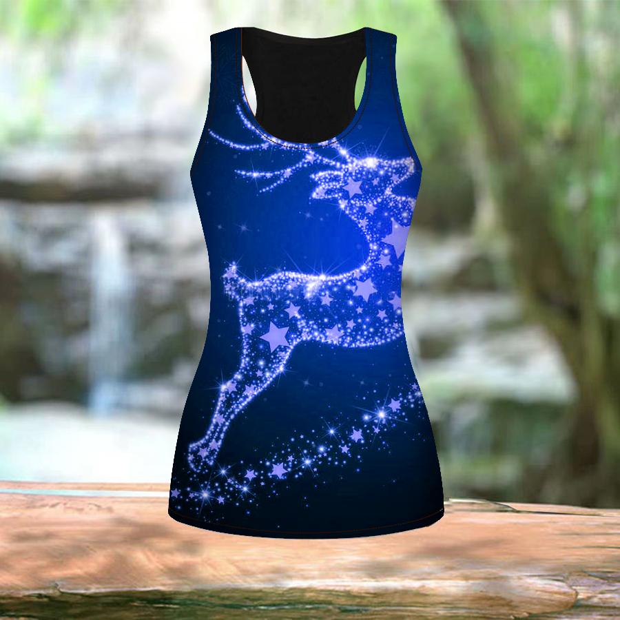 Женские летние спортивные рубашки с 3D кристаллическим принтом оленя для занятий йогой и тренажерным залом, жилеты больших размеров