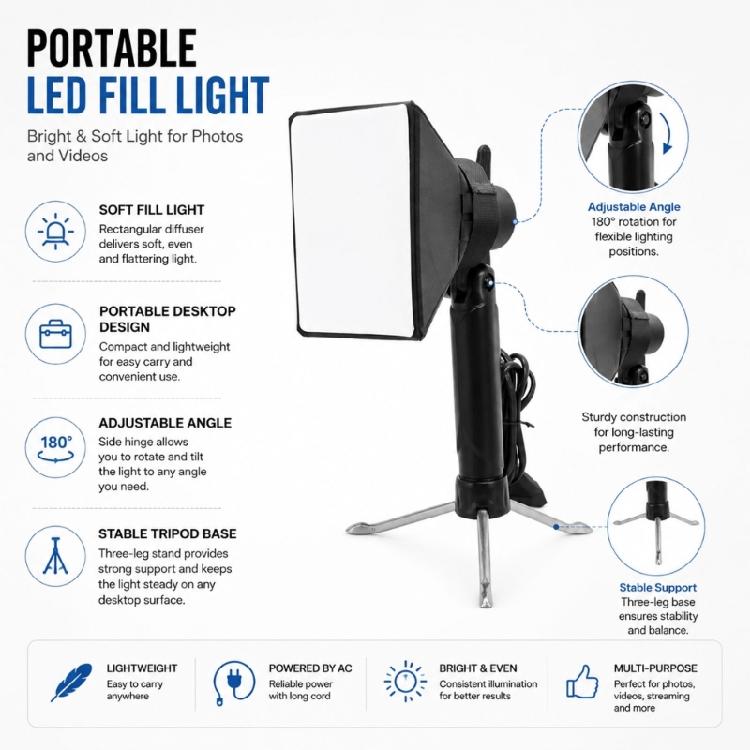 Photo and Video Fill Light Softbox Lamp Diffuser for Content Creation, Designed for a Defined Role in Photography Setup Work
