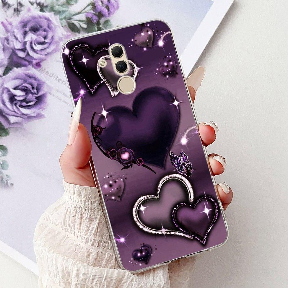 Clear For Huawei Mate 20Lite SNE-LX3 INE-LX2 Back Cover For Huawei Mate 20 Lite Case Cute Cartoon Cat Luxury Flowers Funny Funda