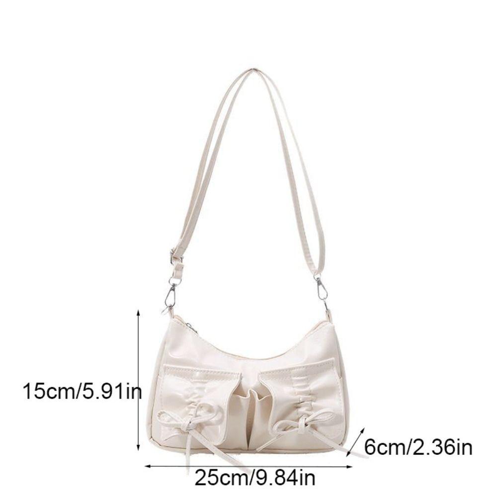 Pleated Bowknot Crossbody Bag Korean Style Pu Dumpling Bag Elegant Y2k Shoulder Bag Outdoor