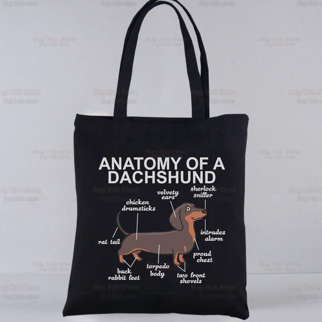 Анатомия, жизнь лучше с таксой, забавные сумки, сумки на плечо, повседневные сумки для покупок, сумки для девочек, женская элегантная холщовая сумка