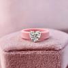 Elegant Pink Silicone Ring 3-Prong Clear Heart Solitaire CZ,Dainty Casual Engagement Jewelry For Ladies