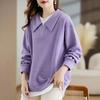 Sweatshirt Fat Mm Slimming Loose Belly Mid-length Top New Fake Two-piece Color-blocking Round Neck