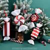 12.6in/32cm Christmas Candy Cane Ornament Plastic Holiday Decor with Red White Stripes, Golden Ribbons  Pine Cones for Indoor/Outdoor Tree,Home,Garden