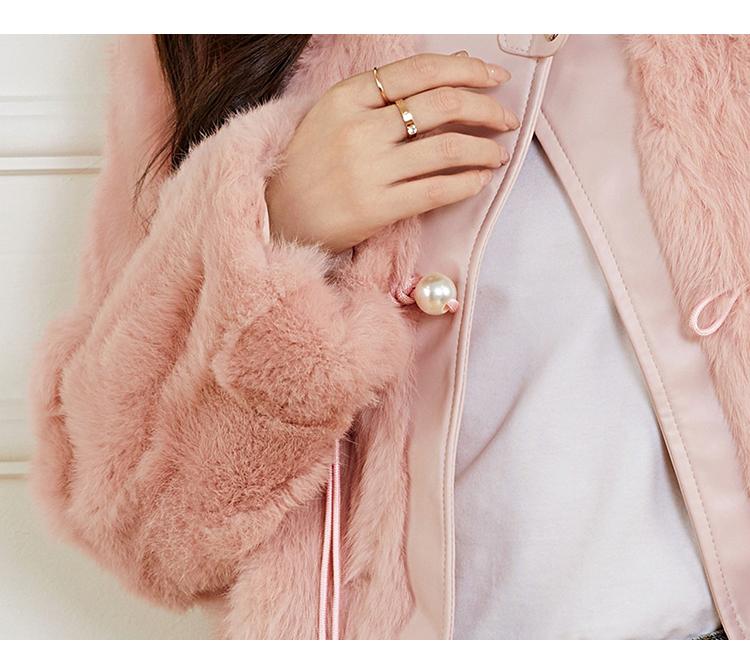 Sweet anti-aging casual rabbit fur one-piece jacket
