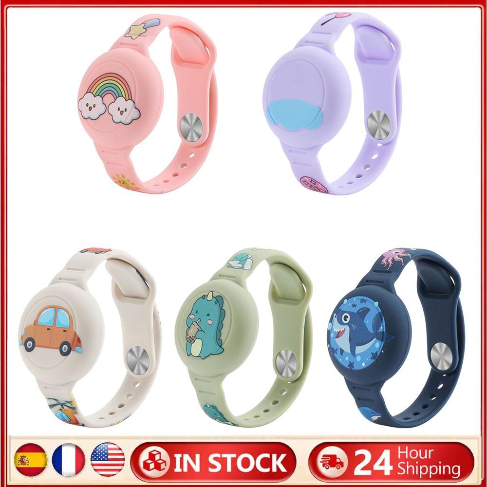 For Airtag Holder Bracelet Airtags Case Straps Cute Cartoon Watchband GPS Tracker Waterproof Silicone Holder
