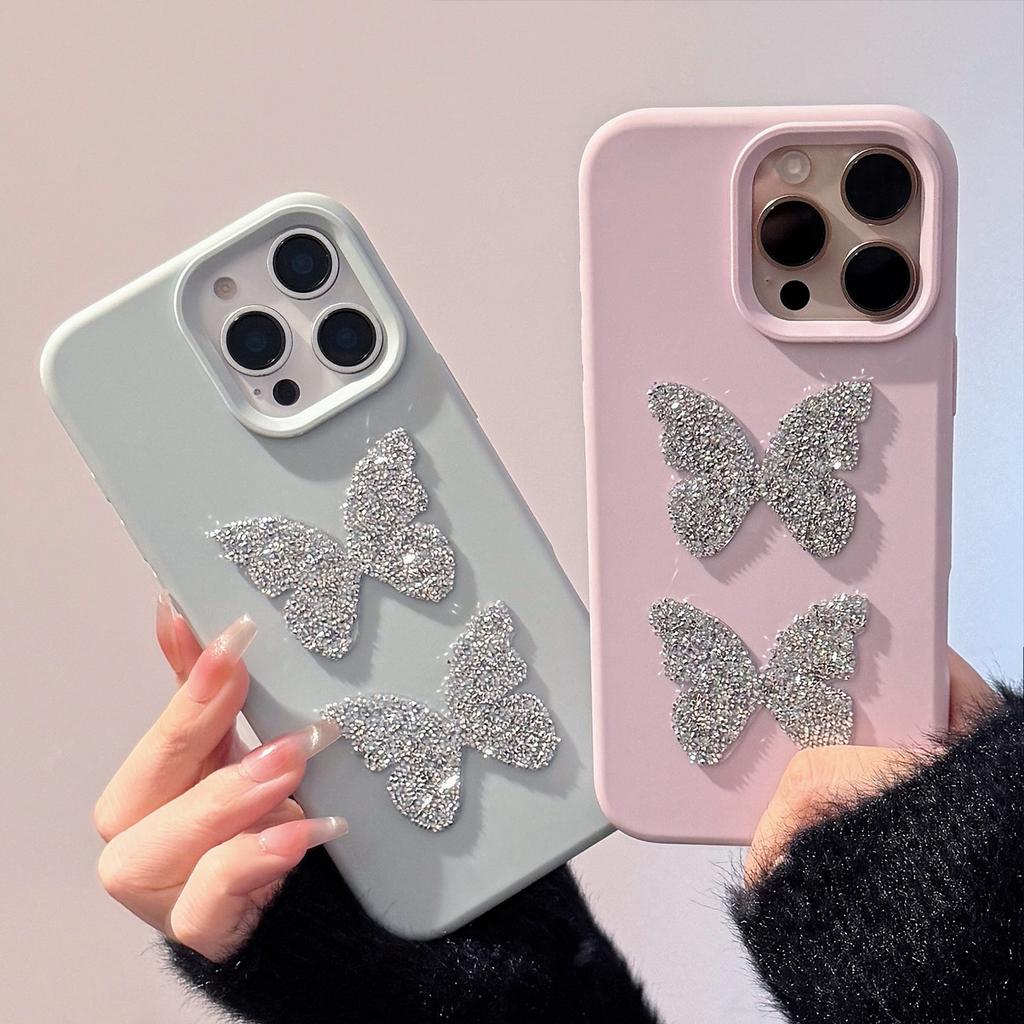 Flash Diamond Butterfly Suitable for 17promax Apple 16 Mobile Phone Case Iphone14 High End Sense 1311 Three Dimensional Soft