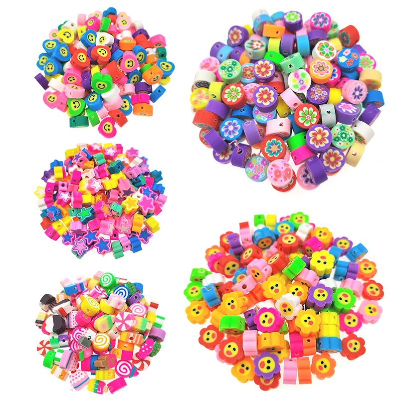 Creative New Spacer Clay Beads Handmade 10Pcs Jewelry Accessories Diy Bracelet For Jewelry Making Round Beads Colorful Soft Ceramics Flower Star
