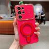 Ring Holder Stand Love Heart Wave Case for Samsung Galaxy S25 Ultra S24 S22 Plus S23 FE A54 A55 A15 A35 Bracket Plating Cover