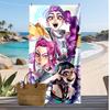 Пляжное полотенце с принтом Kpop Demon Hunters, Большое впитывающее быстросохнущее полотенце для летнего отдыха на природе и плавания