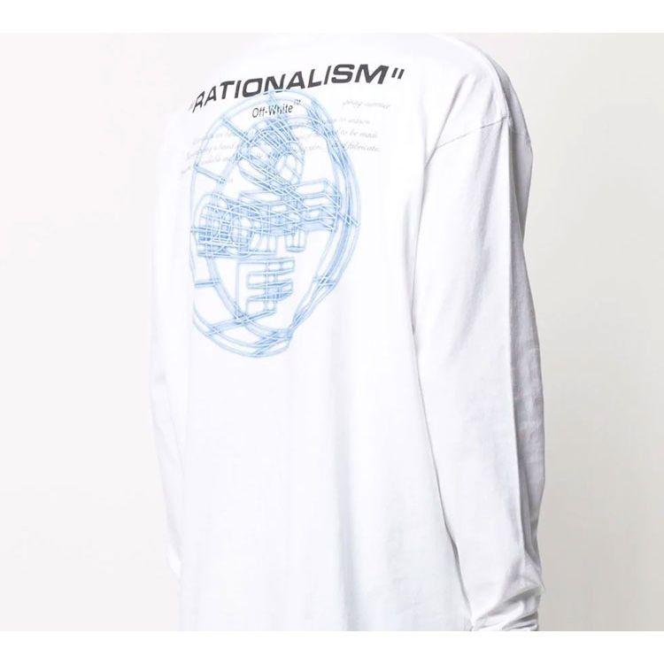 Off-White Футболка с круглым вырезом и длинным рукавом с 3D-логотипом, топы унисекс, белая OMAB032R201850030188