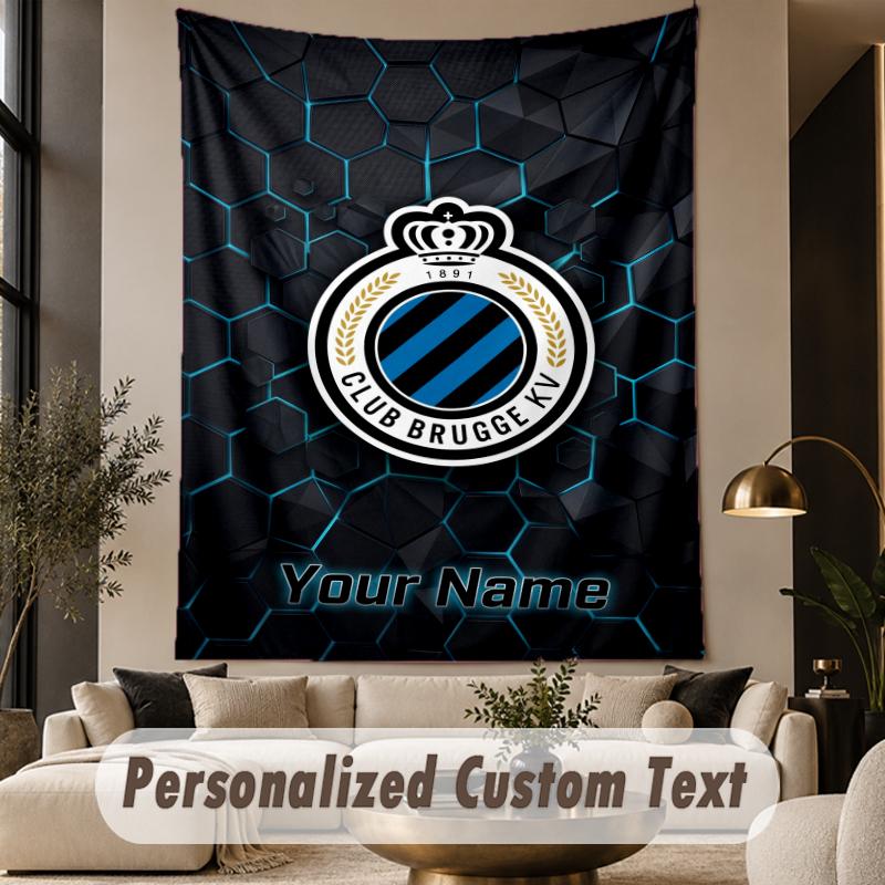 Custom Text Tapestry Club Brugge FC Print Wall Tapestry Indoor Living Room Wall Decor