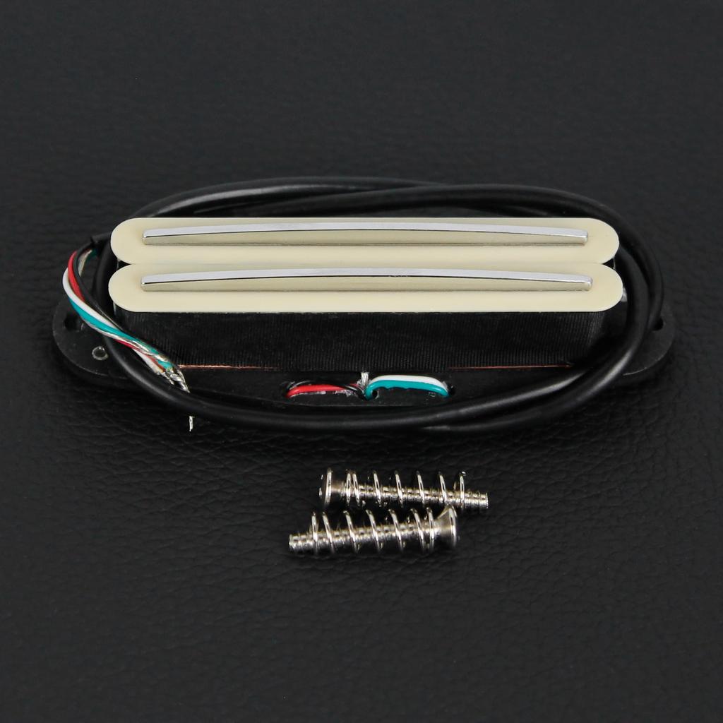FLEOR Alnico 5 Hot Rail Humbucker, Single Coil Size Pickup, 12-13K Humbucker, Cream, Fits Strat, Squier, Tele, and Other Guitars
