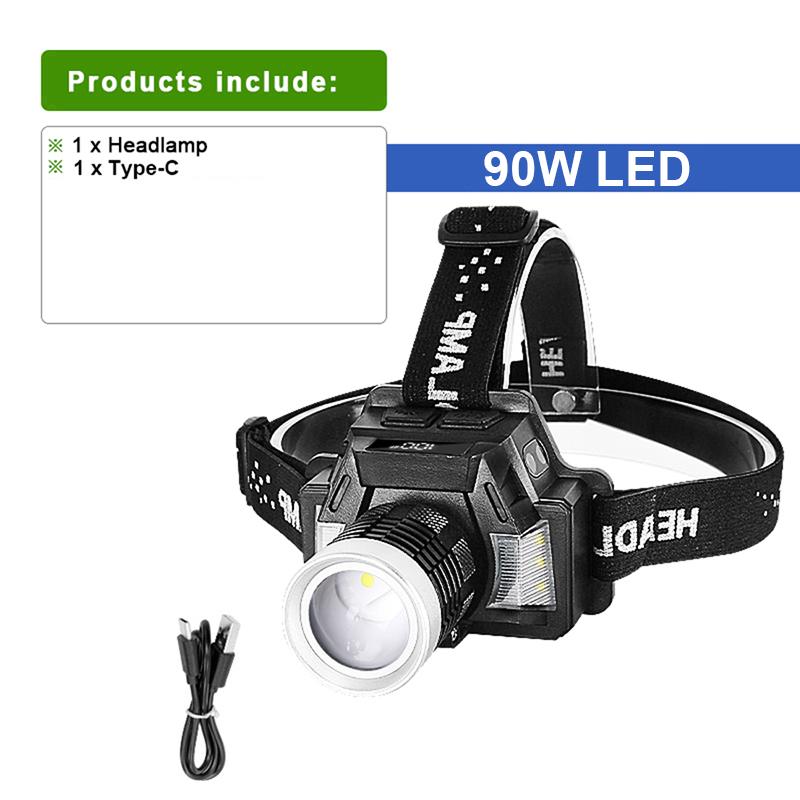 Налобный фонарь с умным датчиком, мощный налобный фонарь 100000LM, масштабируемые фары, регулируемый налобный фонарик, водонепроницаемый налобный фонарь