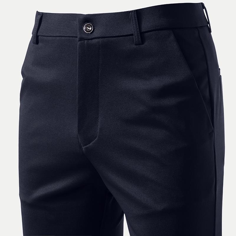 Men's Winter Elastic Thickened Formal Trousers - Velvet-Lined, Straight-Cut, Light Business Casual Pants.