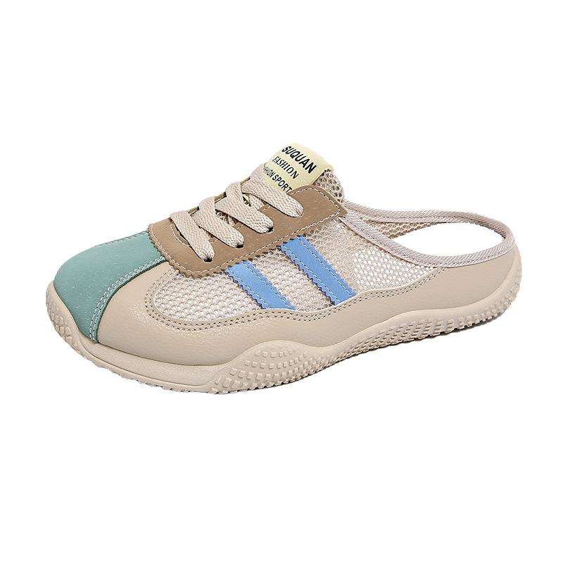 Маленькие белые туфли детские летние новые на толстой подошве повседневные женские туфли сетчатые дышащие полушлепанцы кеды прилив