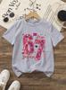 Children's Glitter Heart 67-Digit Printed Short-Sleeved Shirt, Fashionable, Casual And Comfortable, Versatile T-Shirt