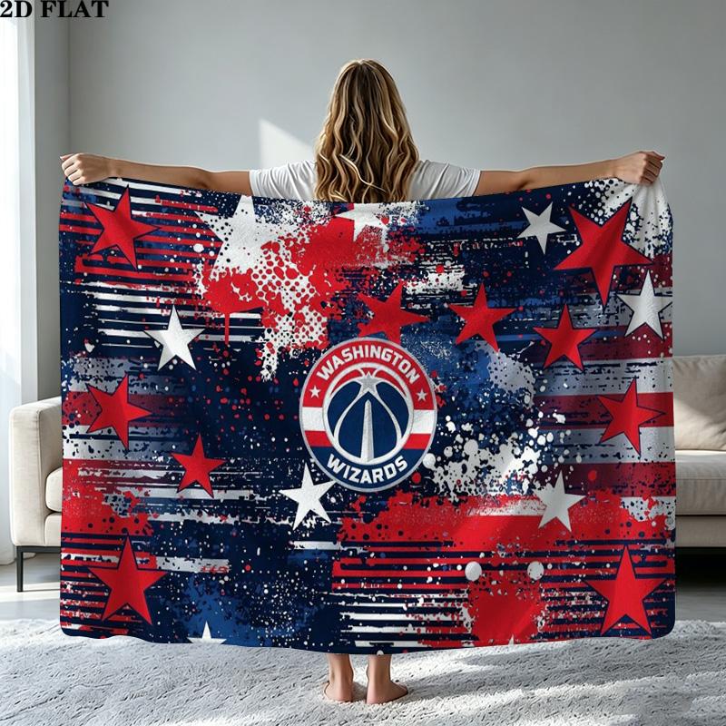 Washington Wizards Logo Print Flannel Blanket High Quality Warm Comfortable Cover for All Seasons Perfect for Gifts Home Decor